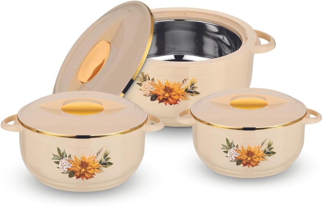 Nova Food Warmer Hot Pot Set Of Insulated Casseroles 2.5, 3.5, 5.5 Litre