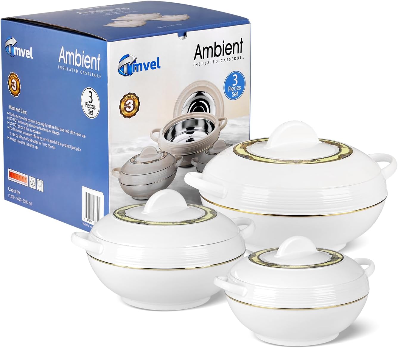 Ambiente hot pot set retail box – 3-piece insulated food containers for home or party use