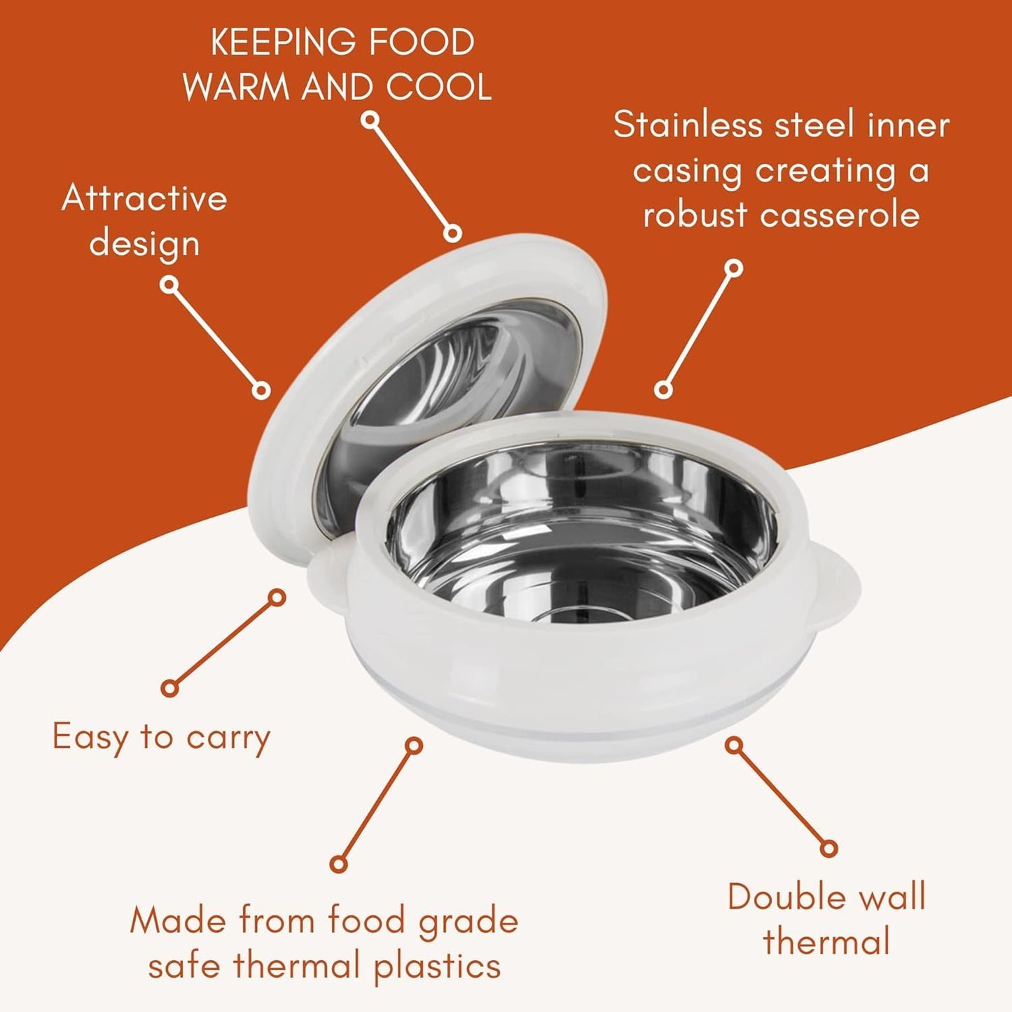 Nova Insulated Hot Pot Set retail packaging with product features shown