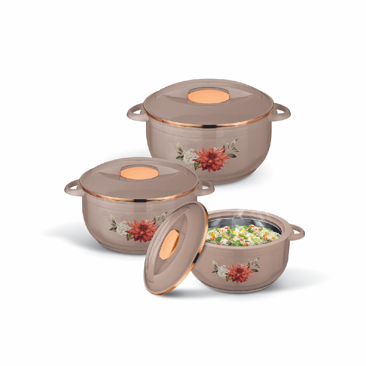 Nova Food Warmer Hot Pot Set Of Insulated Casseroles 2.5, 3.5, 5.5 Liter